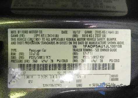 2018 Ford C-Max Hybrid Se z USA, uszkodzony, nr VIN 1FADP5AU1JL100108